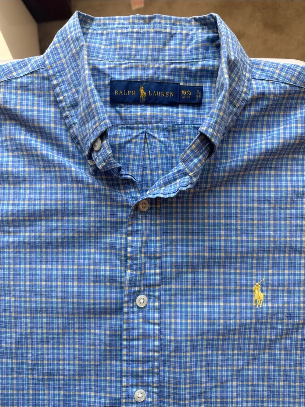 Ralph Lauren Blue and Yellow Plaid Button-Down Shirt